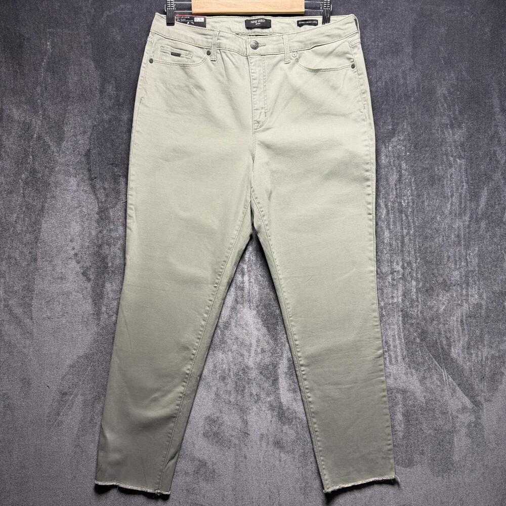 Nine West Gramercy Skinny Ankle Jeans Womens 14 Green Mid Rise Stretch Denim‎